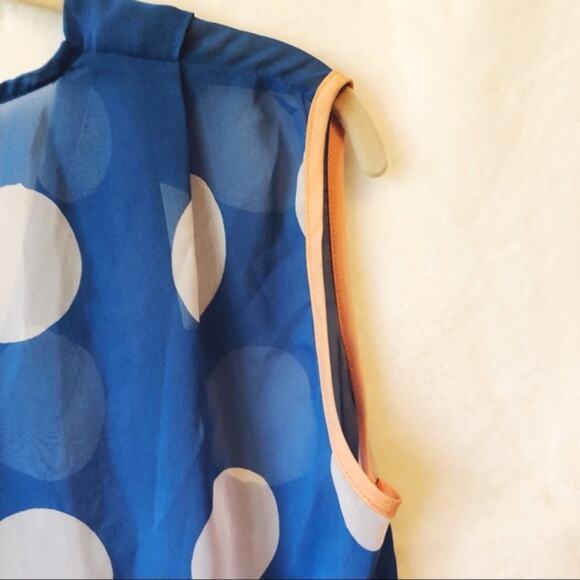 Collective Concepts Blue White Circle Sheer Top - Picture 5 of 6